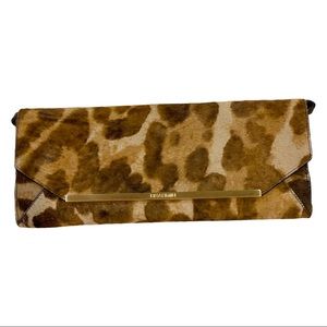 Brahmin Alexis leopard print calf hair clutch